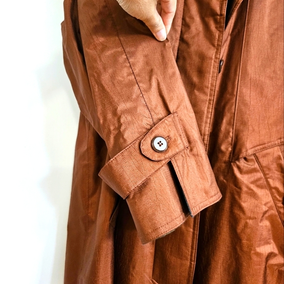 British Mist Women's Copper Bronze Brown Trench Coat Vintage Size 7-8 - Picture 6 of 10
